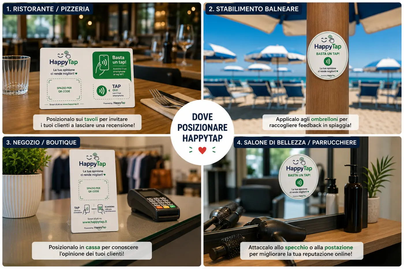 Quattro esempi di applicazione del tag NFC HappyTap